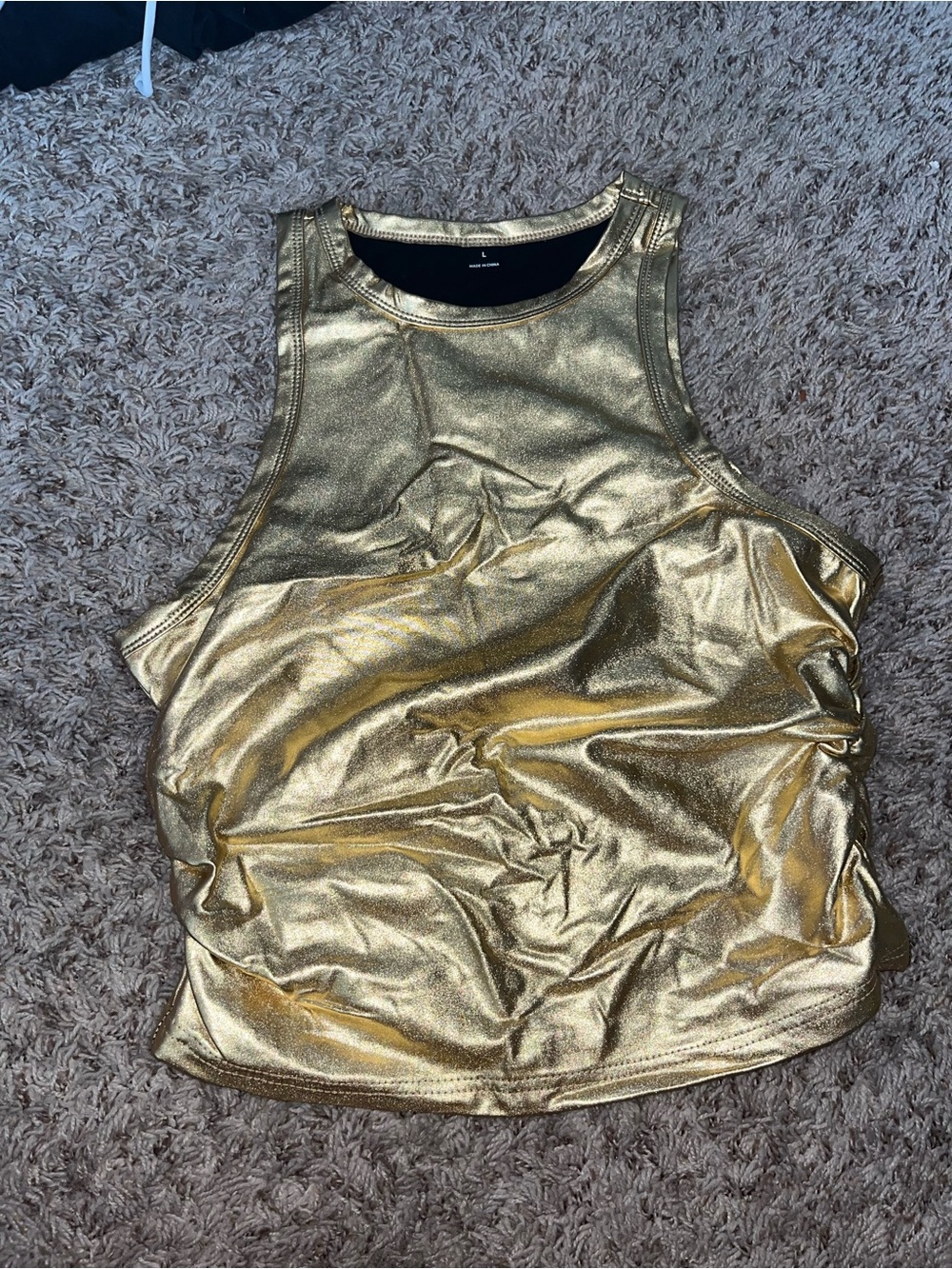 Gold Metallic Sleeveless Crop Top - Women's